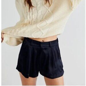 Free People Black Satin Shorts